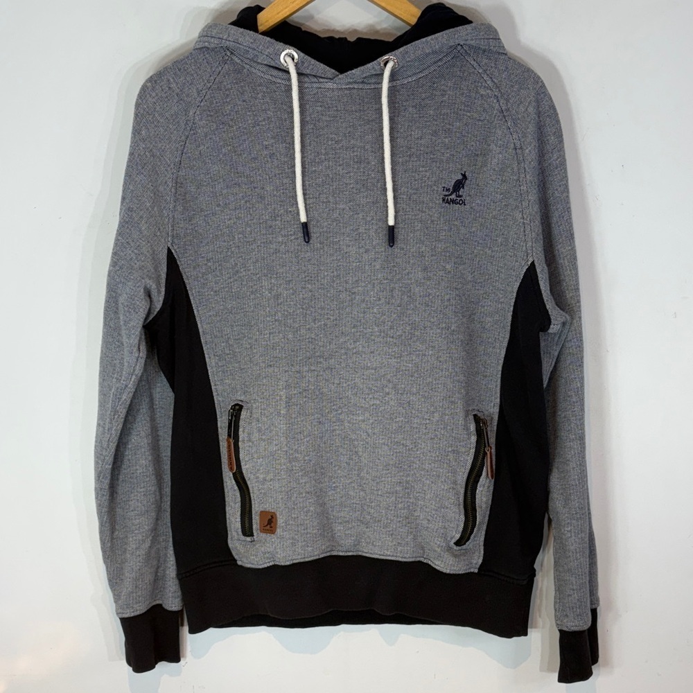 Kangol Hoodie denim blue color  Zip Pockets  slim fit Logo  Unisex Size M